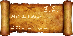 Bérdi Patrik névjegykártya